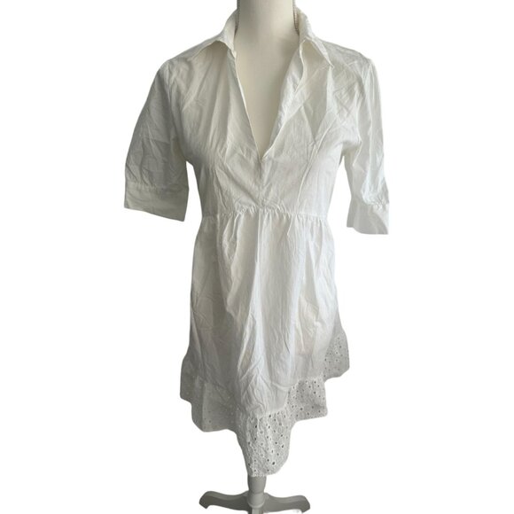 ZARA White Shirt Sun Collared Dress Size Medium - Picture 3 of 8